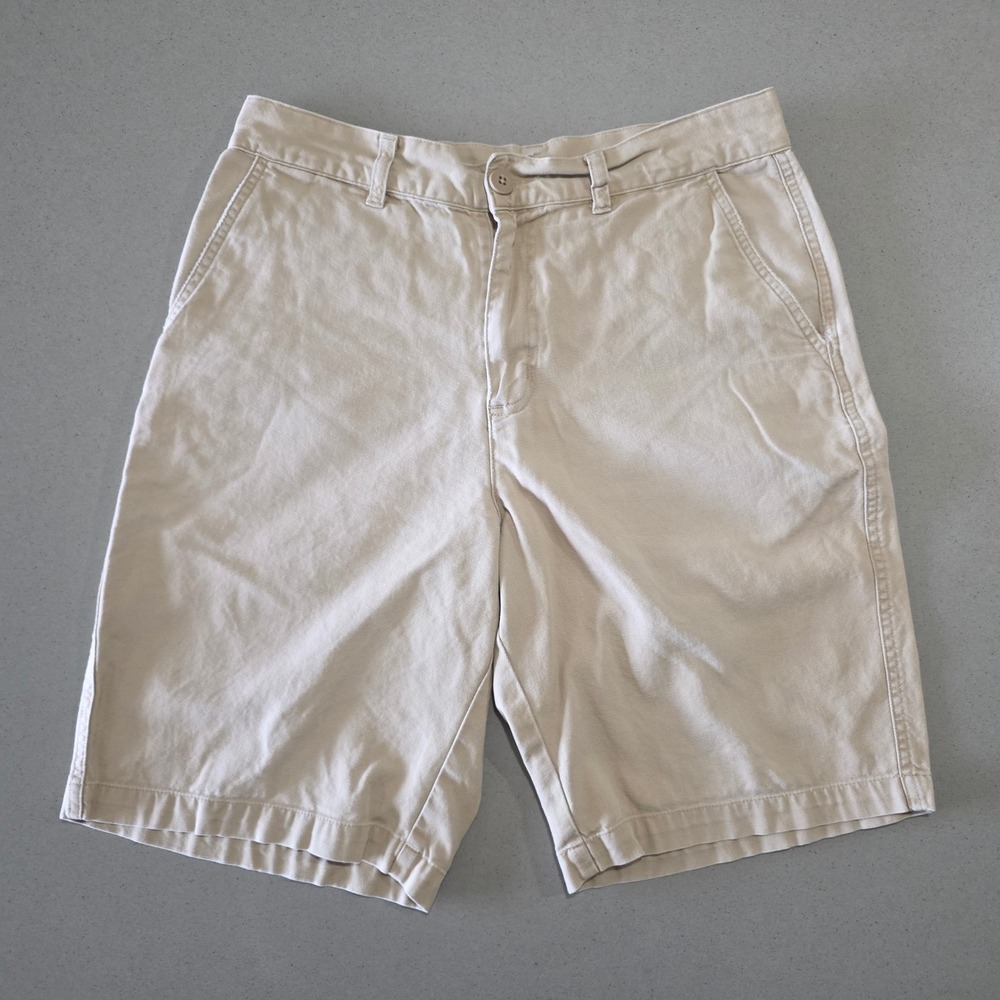 Patagonia Mens 30 Organic Cotton Canvas Shorts Khaki Tan Flat Front 9 Inseam